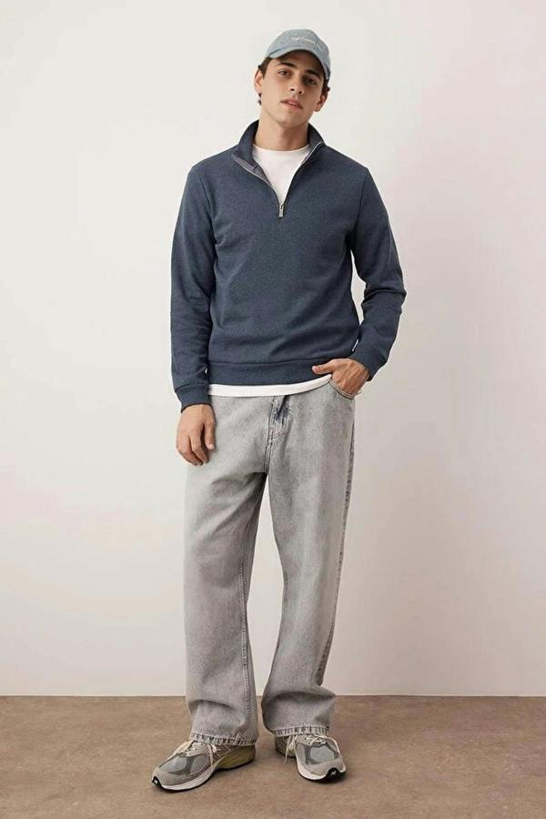 WOVCOR Regular Stand Collar Men's Sweatshirt with Thick Polar Fleece Inside