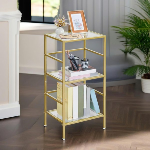 Rafaelo Mobilia Gold Glass 3 Tier Side Table