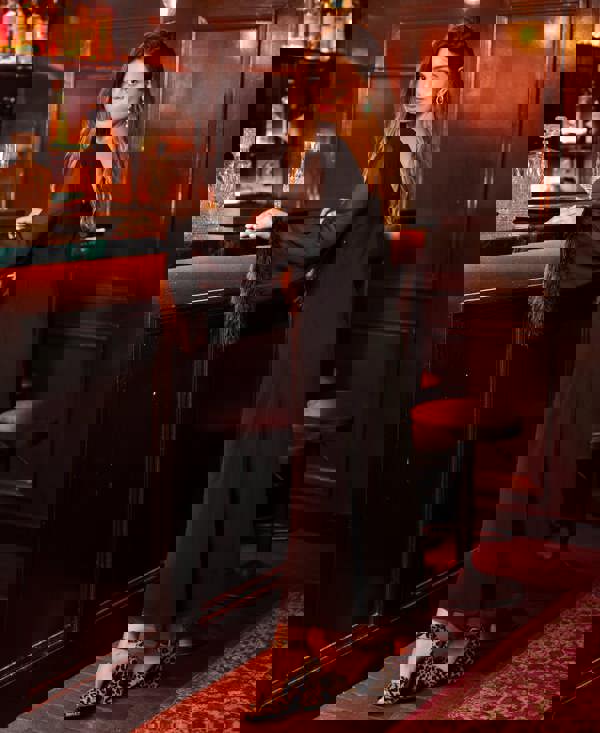 Needs No Label Black Feathered Trim Midaxi Dress