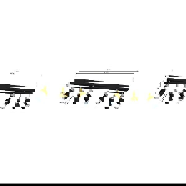 Milagro Joker Ceiling Lamp Hand Made In Matt Black With Gold Detail