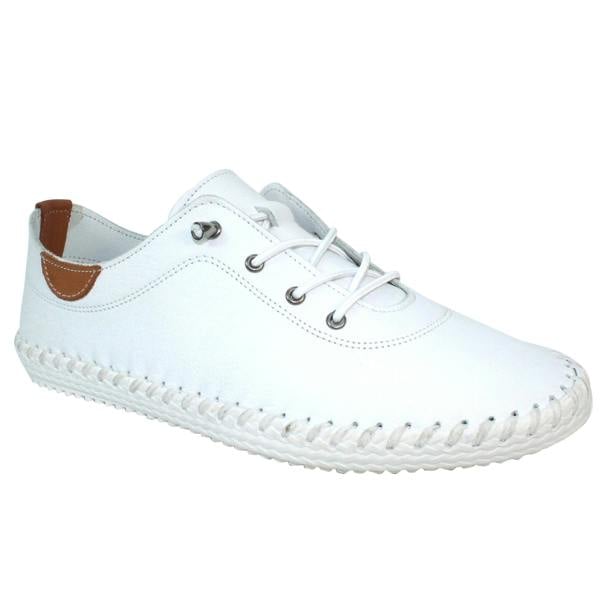 Lunar Womens/Ladies St Ives Leather Plimsolls - White - 
