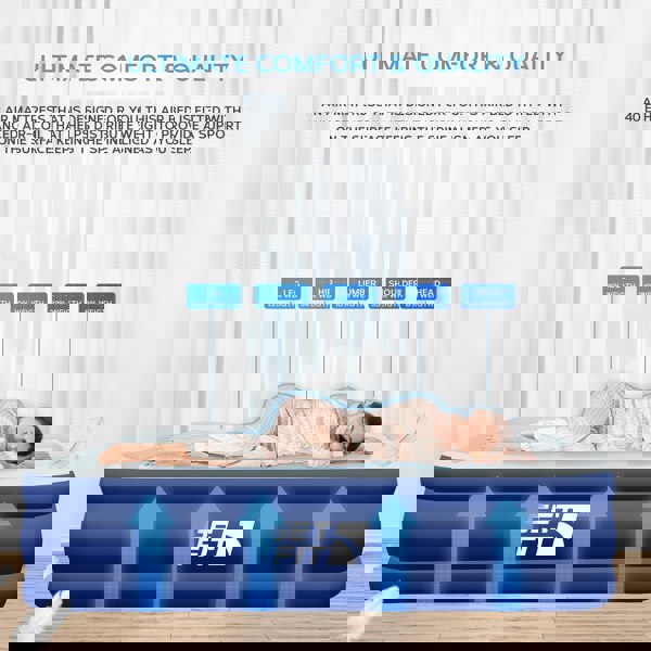 Get Fit Blow Up Air Bed with Built In Electric Pump- Free Pillow - Elevated Air Mattress - King