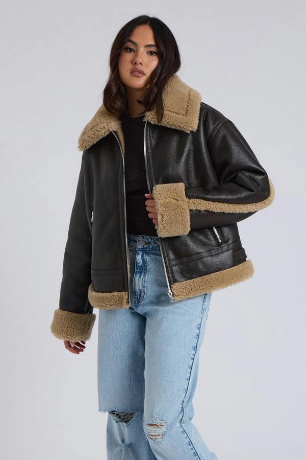 Urban Bliss Borg Trim Bonded Aviator