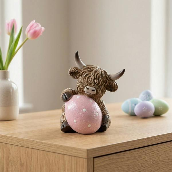 Garden Greatness Highland Cow Easter Egg Ornament