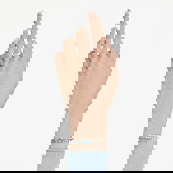 Swarovski Matrix Rhodium Plated Blue & White Zirconia Toggle Bracelet 5732266