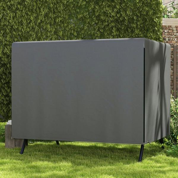 Dark grey swing chair bench cover fully fitted with smooth back panel and legs