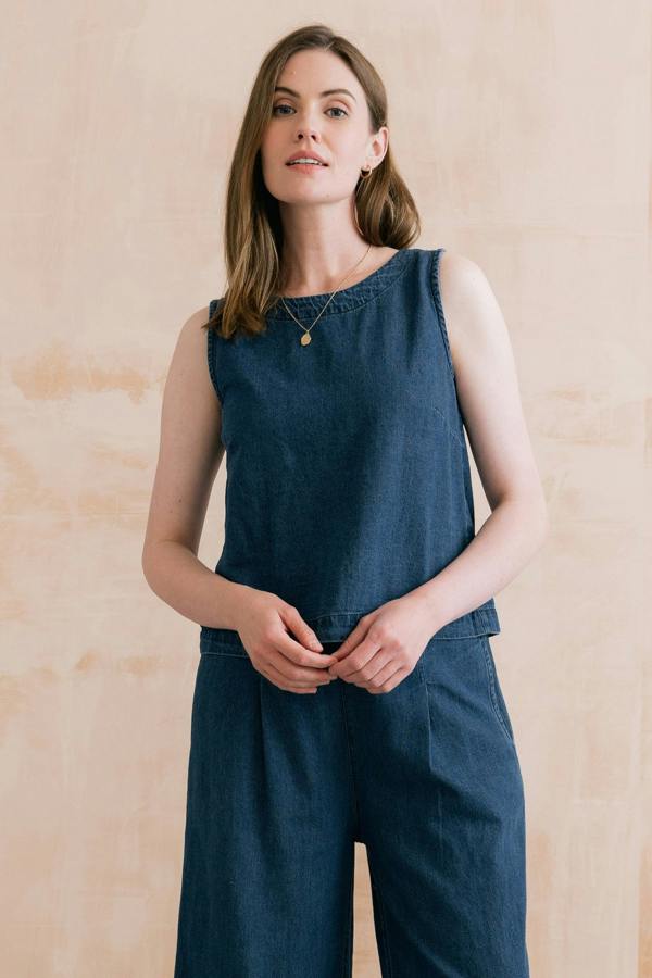 Lily & Me Cora Denim Button Back Vest