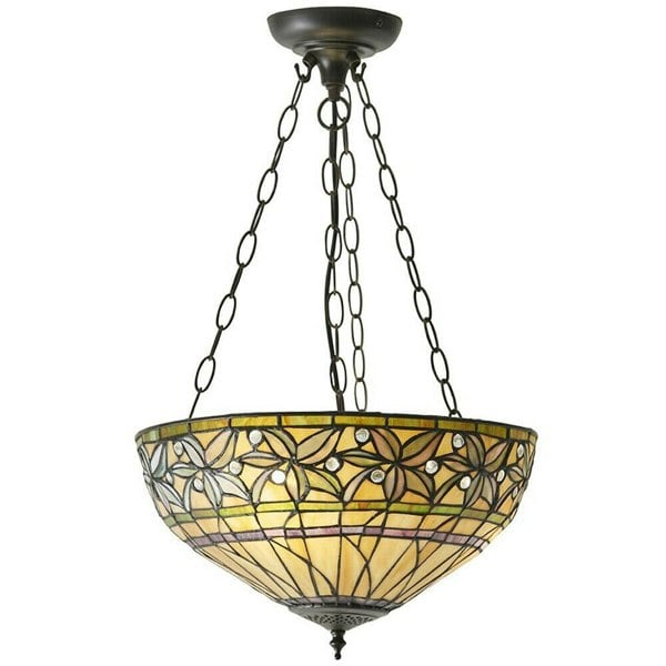 Tiffany Glass Hanging Ceiling Pendant Light Large Bronze Feature Shade i00070 Loops
