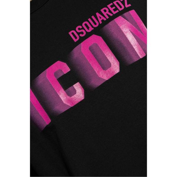 DSQUARED2 Icon Pink Blur Print Black Loose Fit  T-Shirt M