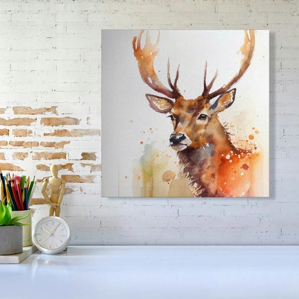 Warren Reed Majestic Stag Watercolour Canvas