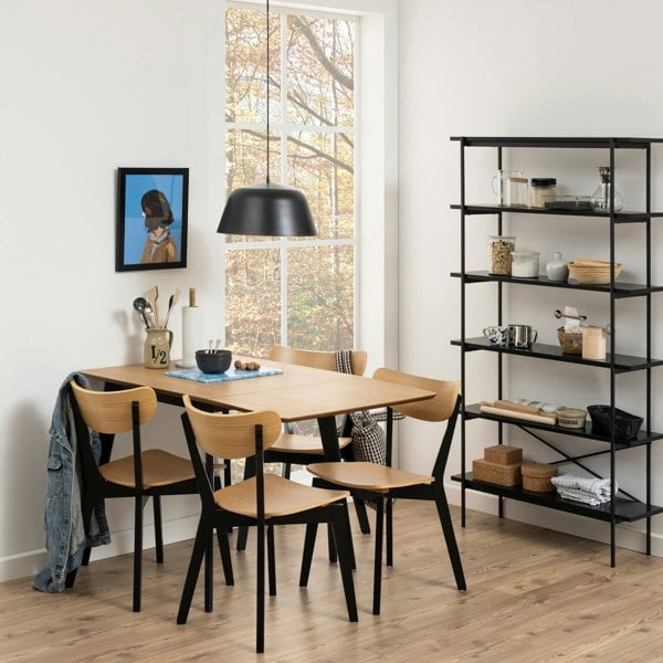 Furniture To Go Roxby Dining Chairs in Black and Oak Set of 2