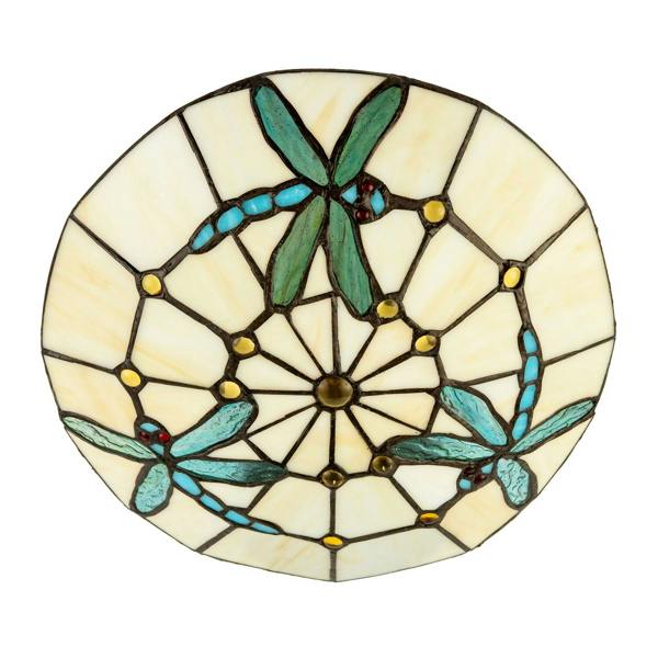 Aqua Sky Blue and Emerald Green Dragonfly Tiffany Glass Pendant Shade Image 4