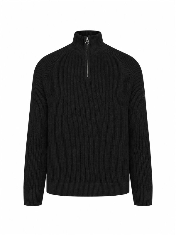 Luke 1977 Watton Plated 1/4 Zip Knitted Jumper - Black