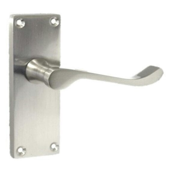 EDH Door Hardware Satin Nickel Victorian Scroll Door Handles – Modern Lever Latch Handles on Backplate – 118mm x 42mm