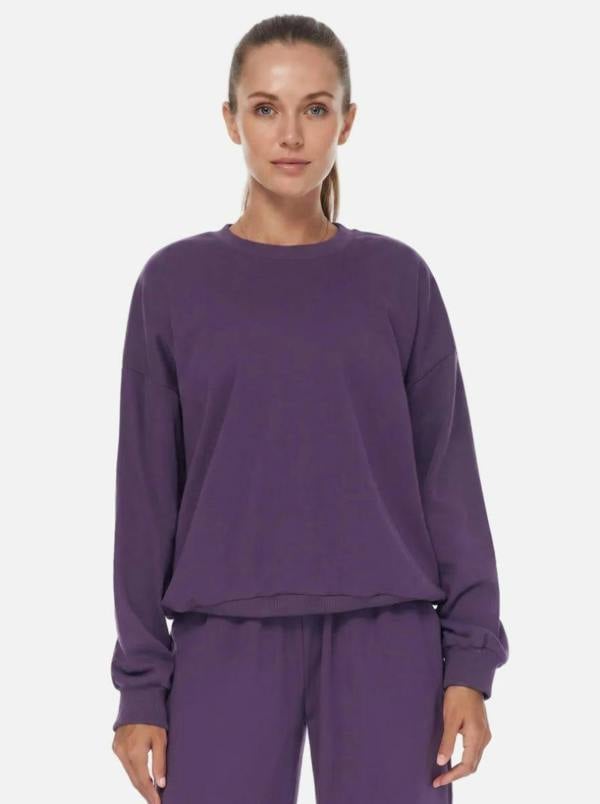 Anniou Relaxed Fit Crewneck Sweatshirt - purple