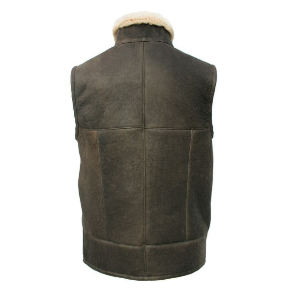 Eastern Counties Leather Mens Harvey Sheepskin Gilet - Chocolate Forest