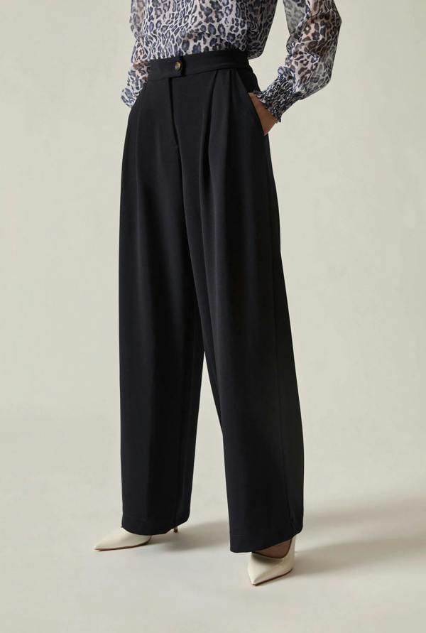 James Lakeland Navy Wide Leg Suit Trousers