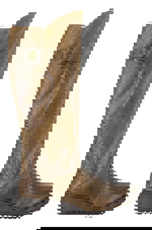 Fly London Mol 2 Womens Zip-Up Leather Wedged Knee High Leg Boots