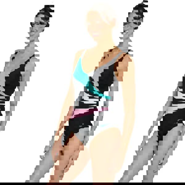 Zoggs Plantopia Wrap Panel Classicback Swimsuit - Blue/White/Pink