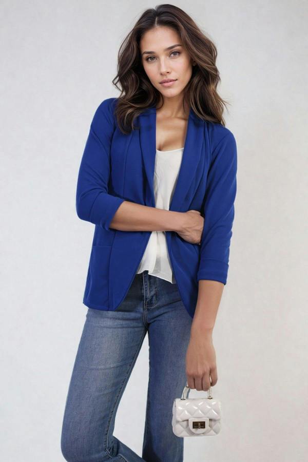 Francesca Open Front Cardigan With Front Pockets - Royal Blue