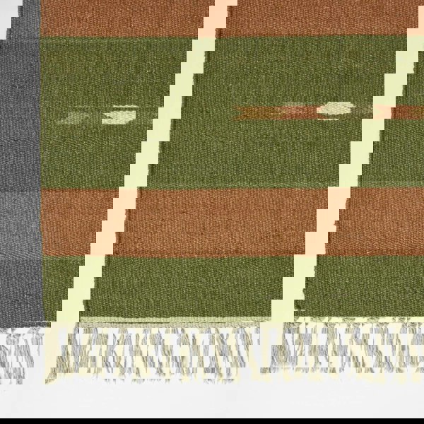 HOMESCAPES Lundi Orange & Green Kilim Cotton & Jute Rug