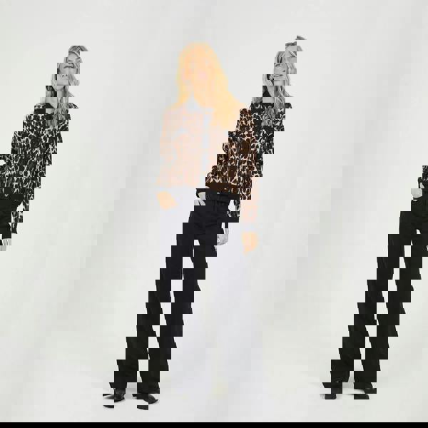 Brave Soul Brown Animal Printed Knitted Cardigan - Brown Image 3