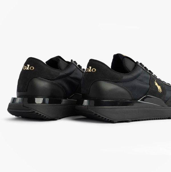 Polo Ralph Lauren Mens Train 89 V2 Lace Up Suede-Panelled Trainer Black