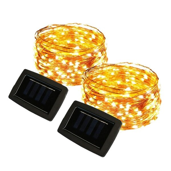 Gardenwize Pack of 2 20m Solar Fairy Lights – 100 LEDs Each