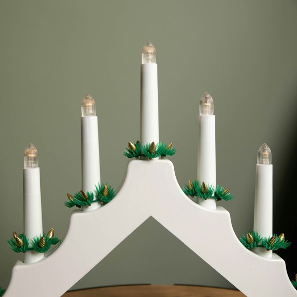 Samuel Alexander 41cm Battery Operated Light up White Christmas Candle Bridge with 7 Warm White LEDs