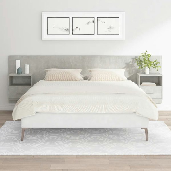Berkfield Bed Headboard with Cabinets Concrete Grey Engineered Wood