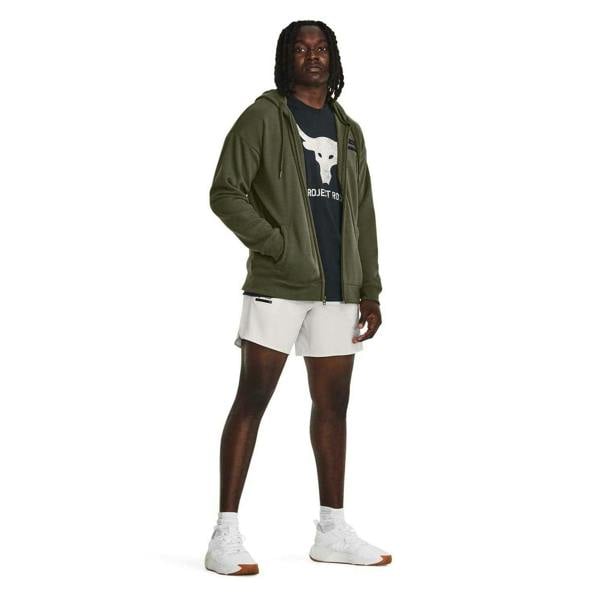 Under Armour Mens Project Rock Relaxed Fit Full Zip Hoodie - Green - 