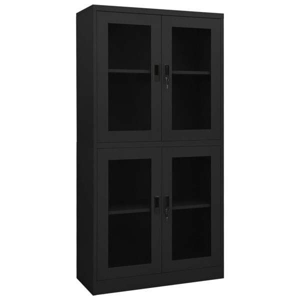 Berkfield Office Cabinet Anthracite 90x40x180 cm Steel and Tempered Glass