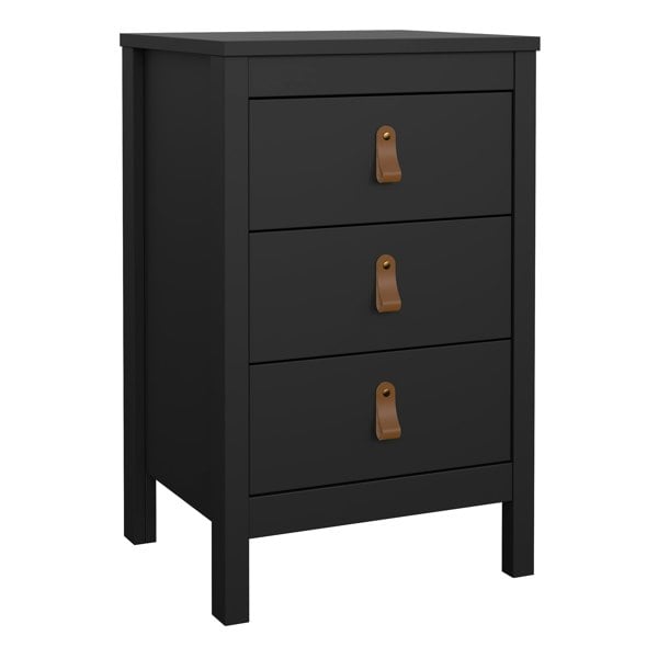 Furniture To Go Barcelona Bedside Table 3 Drawers in Matt Black