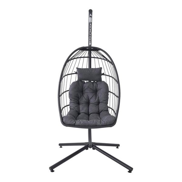 Living and Home Egg-Shaped Hanging Chair with Soft Cushion & Headrest