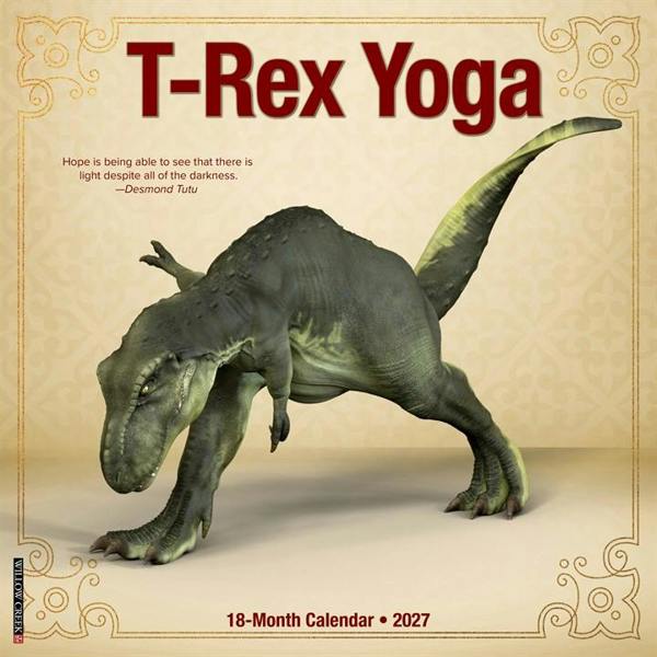 T-Rex Yoga Calendar 2027, Wall Calendars, Month To View, Humour, Gift