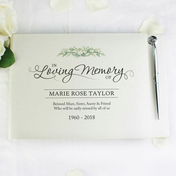Personalised Memento Company Personalised In Loving Memory Hardback Guest Book & Pen