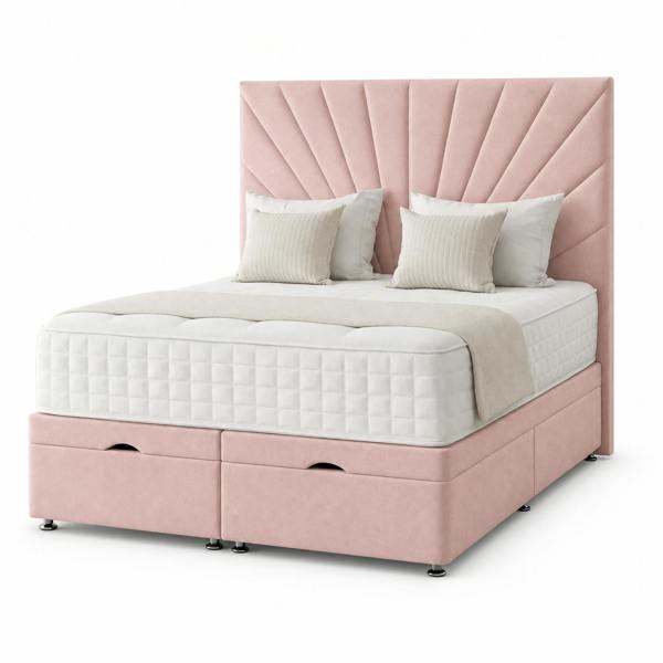 Great British Beds Sunrise Divan Ottoman Bed - Pink Plush
