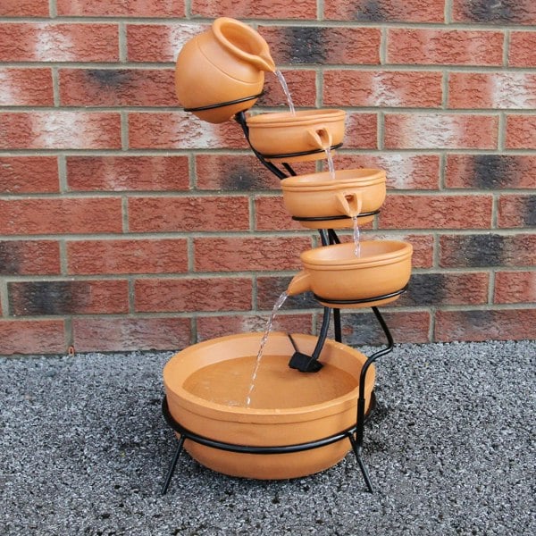 Monstershop Terracotta 4 Tier Spilling Bowls Water Feature