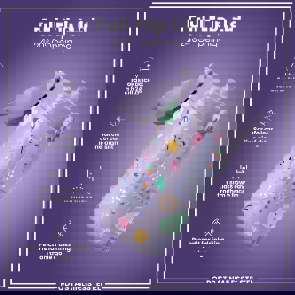 ION8 Leak Proof Kids Water Bottle, Stainless Steel, Purple Unicorns, 400ml (13oz)