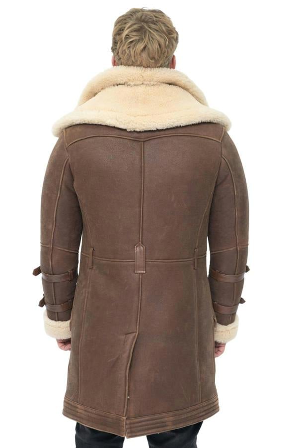 Infinity Leather Mens 3/4 Warm Leather Sheepskin Trench Coat-Kendal