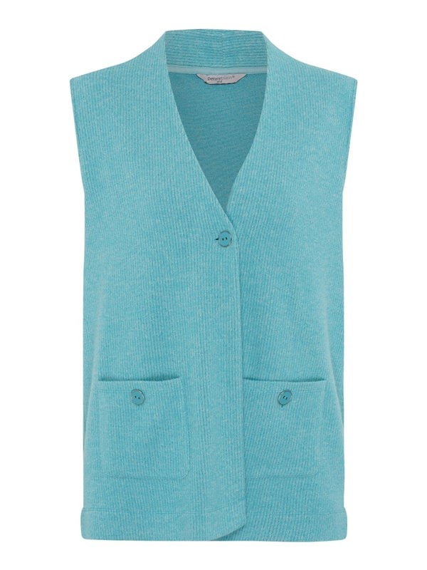 PennyPlain Ribbed Button Gilet - Opal