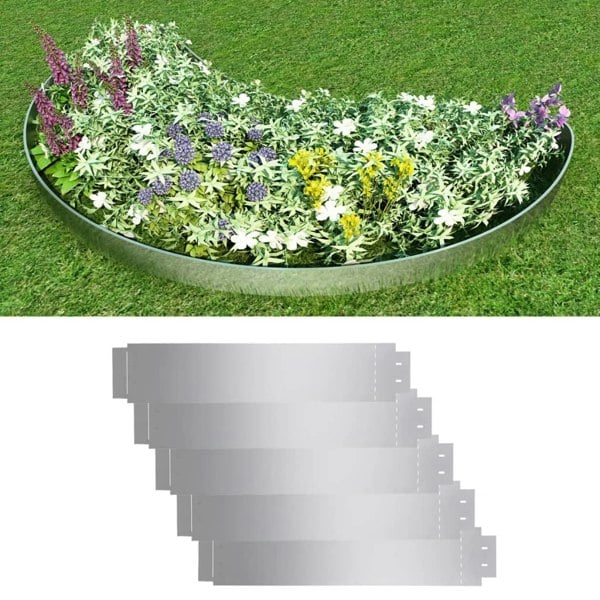 Berkfield Lawn Fences 5 pcs Galvanised Steel 100x20 cm