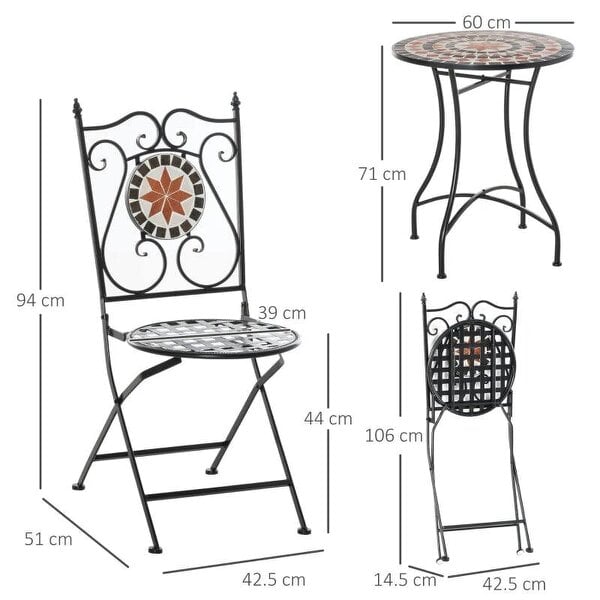 Bobobiy Three-Piece Mosaic Bistro Table Set - Multicoloured