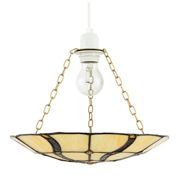 Amber Toned Circular Tiffany Stained Glass Pendant Ceiling Light Shade Image 5