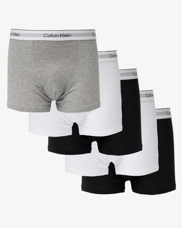 Calvin Klein 5 Pack Icon Cotton Stretch Mens Relaxed Fit Trunks - Black/White/Grey Heather