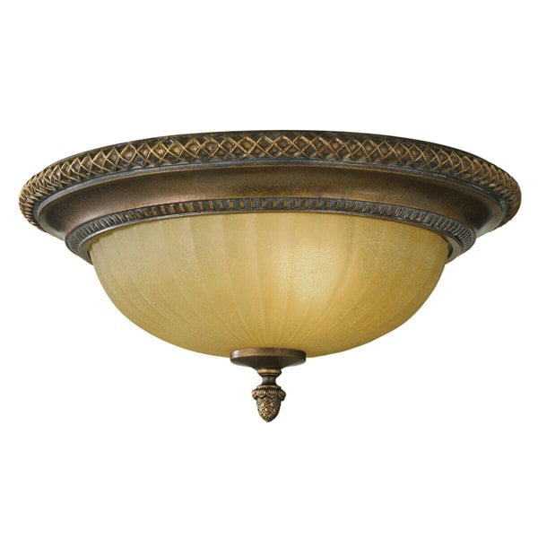 2 Bulb Flush Light Low Ceiling Firenze Gold British Bronze LED E27 60W Bulb Loops
