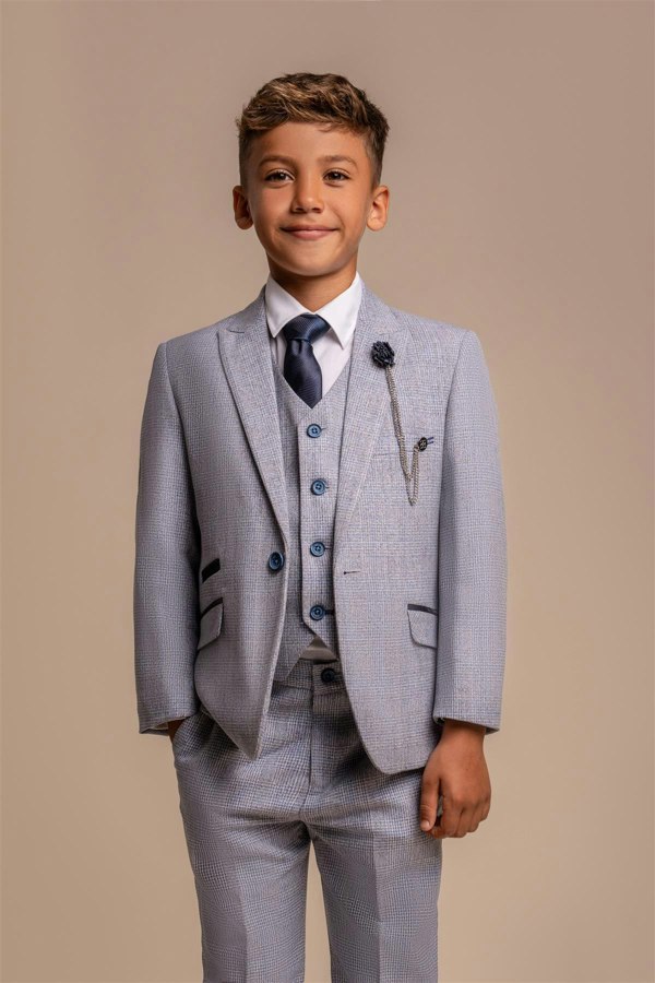 House of Cavani Boys Caridi Sky Three Piece Suit