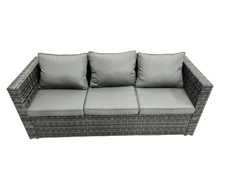 Fimous 11 Seater?Outdoor Rattan Sofa Set Lounge Adjustable Rising Lifting Side Tables Chairs Footstool Dark Grey Mixed