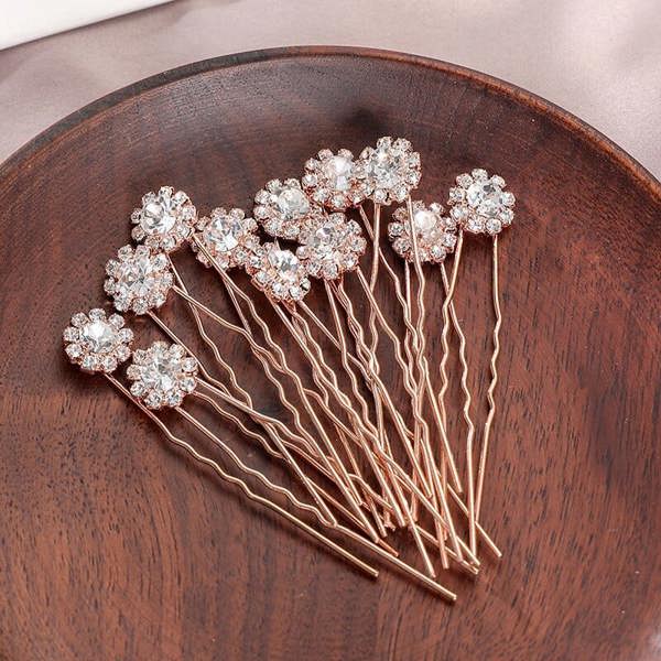 Gold Trip Set of 6 Crystal Flower Hair Pins
