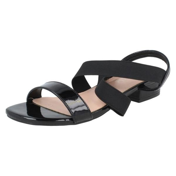 Spot On Ladies Spot On Slip On Cross Strap Low Heel Smart Sandals F12082